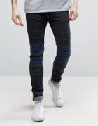 Religion Jeans In Slim Stretch Fit With Elastic Patch - Black