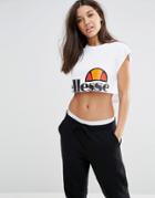 Ellesse Cut Off Crop Top With Front Logo - White