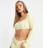 Asyou Seam Detail Plunge Crop Top In Lemon - Part Of A Set-yellow