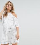 Asos Maternity Mono Grid Cold Shoulder Dress - Black