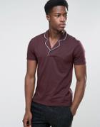 Asos Polo Shirt With Piped Seams And Revere Collar - Red