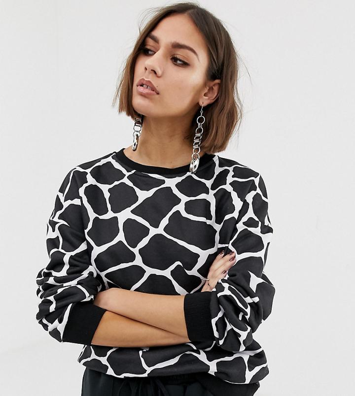 Na-kd Sweatshirt With Giraffe Print In Black And White - Black