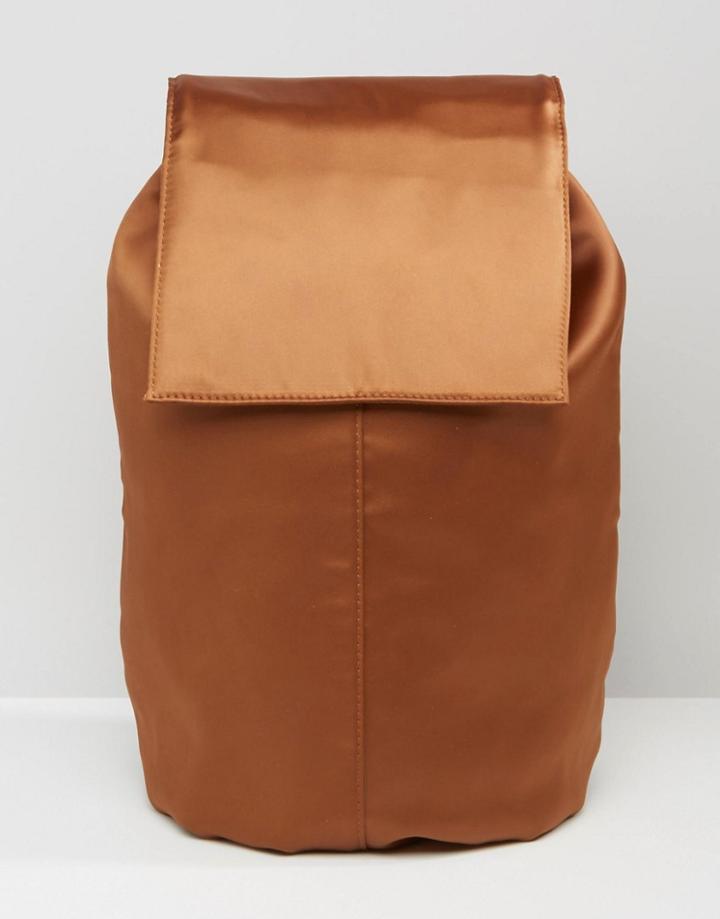Asos Satin Unlined Backpack - Brown