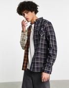 Night Addict Femi Spliced Check Oversized Shirt-brown