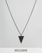 Reclaimed Vintage Inspired Necklace With Triangle Pendant - Black