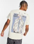 Bershka Back Print T-shirt In Ecru-neutral