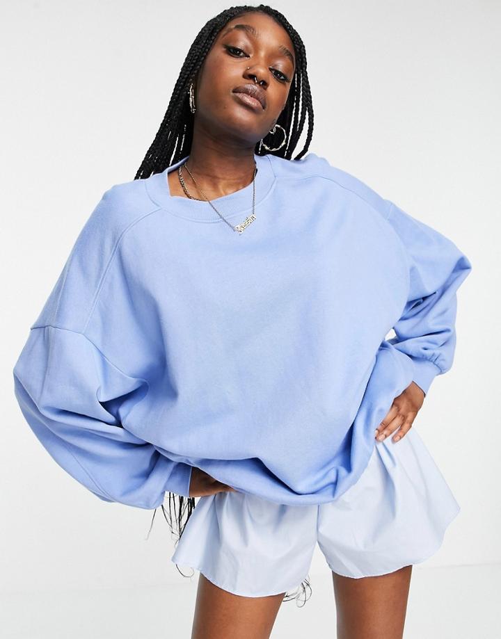 Asos Design Super Oversized Coordinating Cocoon Sweatshirt With Seam Detail In Cornflower Blue-blues