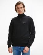 Calvin Klein Small Chest Logo Half Zip Sweatshirt In Black