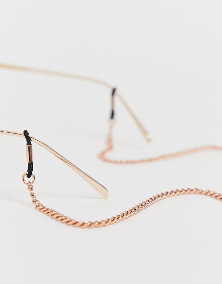 Asos Design Sunglasses Chain In Rose Gold Tone-pink