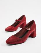 Asos Design Shake Embellished Mid Heels - Red