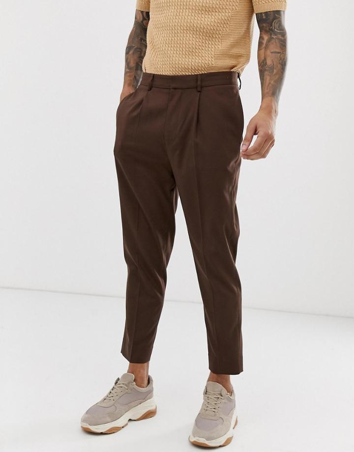 Asos Design Tapered Smart Pants In Brown - Brown