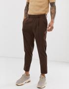 Asos Design Tapered Smart Pants In Brown - Brown
