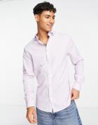 River Island Long Sleeve Smart Slim Shirt In Purple