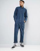 Asos Denim Boiler Suit In Indigo - Blue