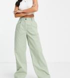 I Saw It First Petite Wide Leg Tailored Pants In Sage-green