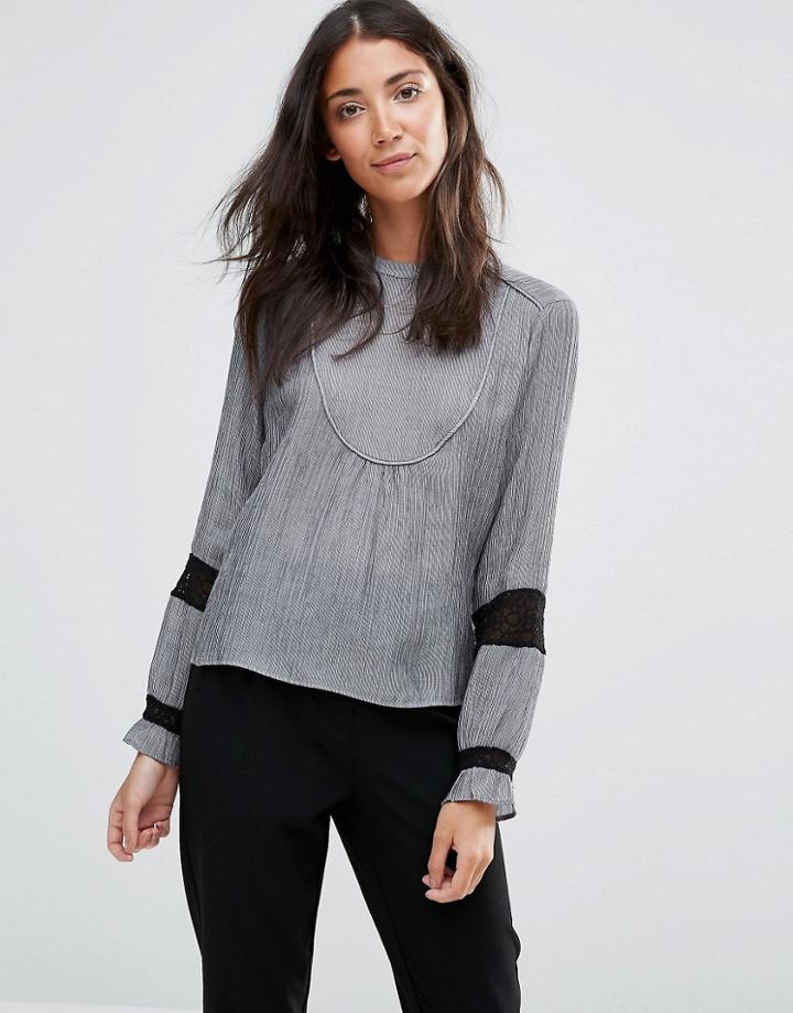 Vero Moda Morina Hi Neck Blouse - Gray
