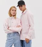 Collusion Unisex Mixed Stripe Shirt-pink