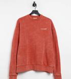 Collusion Unisex Oversized Sweatshirt In Orange Acid Wash-red