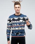 Bellfield Arctic Animal Holidays Sweater - Blue