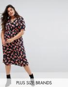 Influence Plus Floral Midi Dress - Black