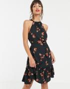 Vero Moda Halter Neck Mini Dress In Floral Print - Multi