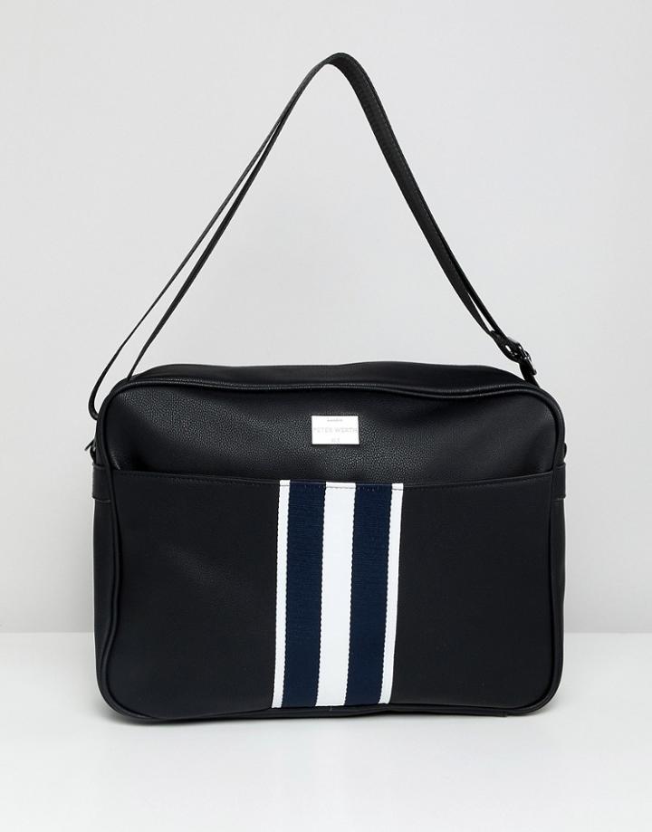 Peter Werth Stripe Webbing Messenger Bag In Black - Black