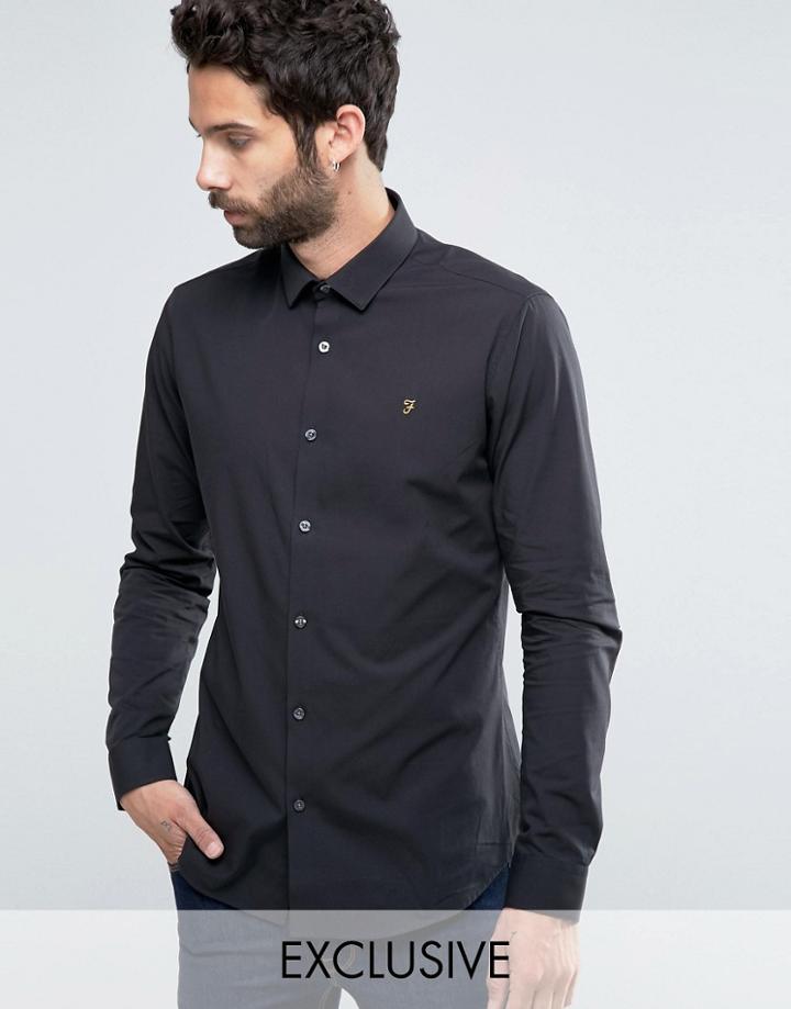 Farah Classic Shirt In Slim Fit With Stretch - Black