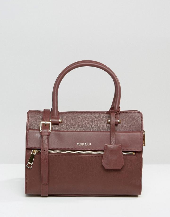 Modalu Leather Mini Tote Bag - Claret Red