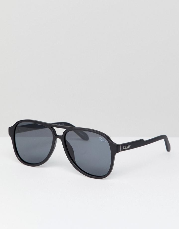 Quay Australia Magnetic Aviator Sunglasses In Matte Black - Black