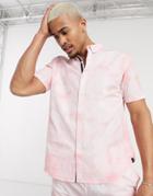 Soul Star Tie Dye Short Sleeve Shirt In Pink