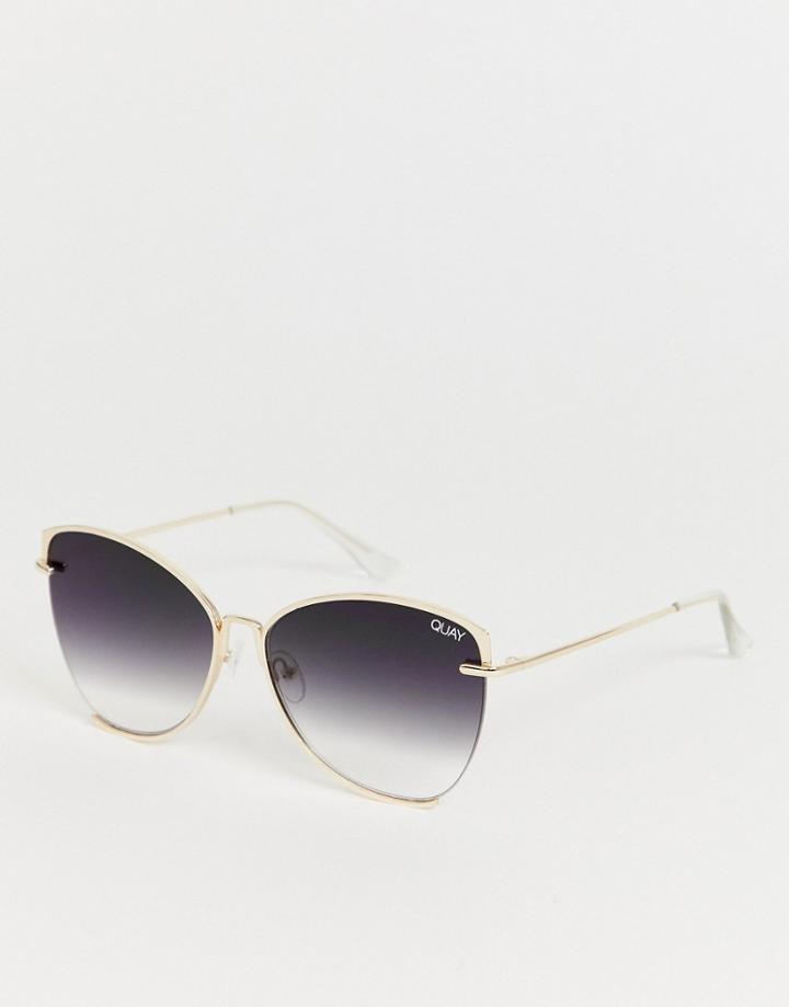 Quay Australia Dusk To Dawn Oversized Cat Eye Sunglasses In Gold