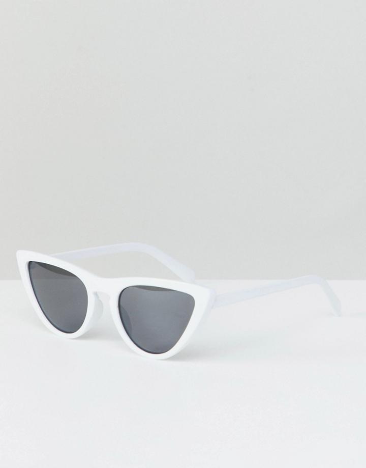 Vero Moda Cat Eye Slim Sunglasses - White