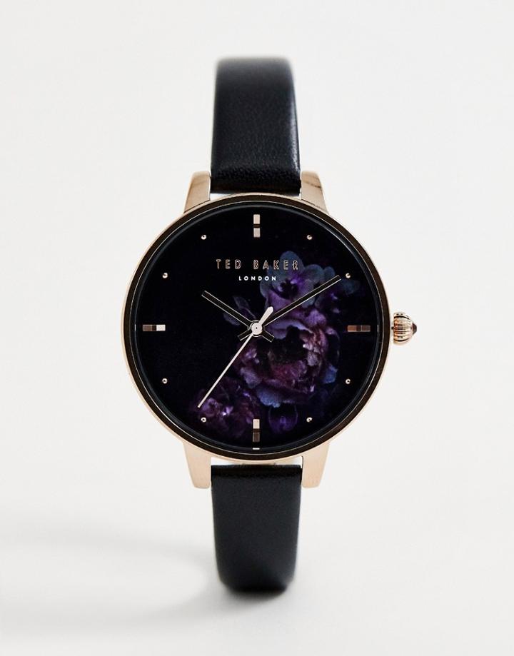 Ted Baker Kate Floral Leather Watch - Black