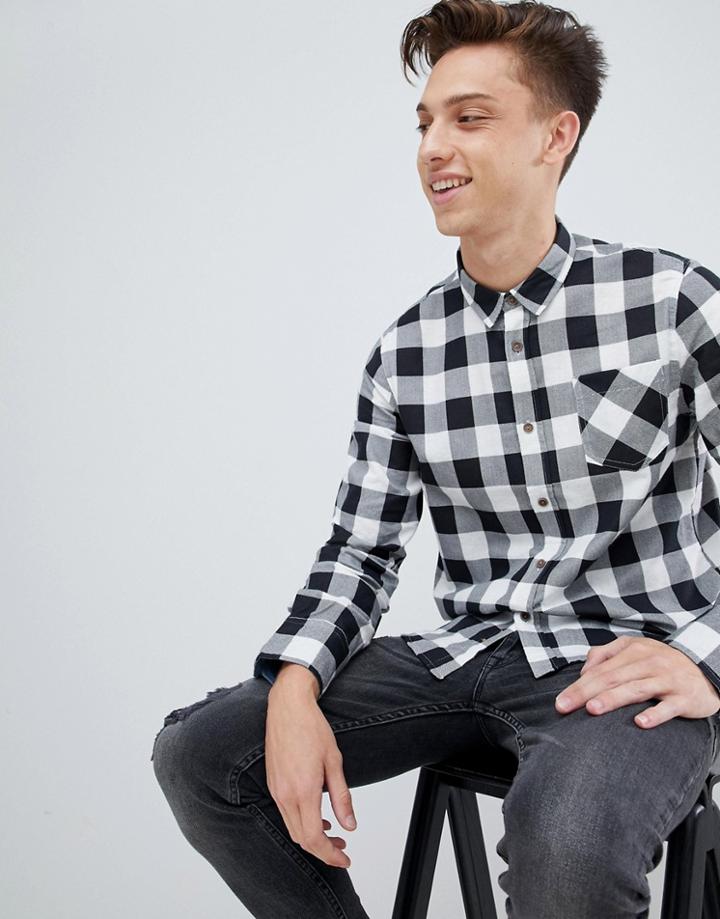 Brave Soul Flannel Buffalo Plaid Shirt - Black