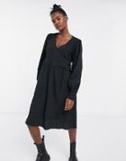 Noisy May Textured Wrap Dress In Black