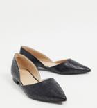 Raid Wide Fit Harvey Two Part Flat Shoes In Black Croc