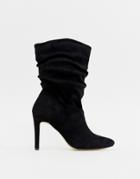 London Rebel Rouched Stiletto Boots - Black