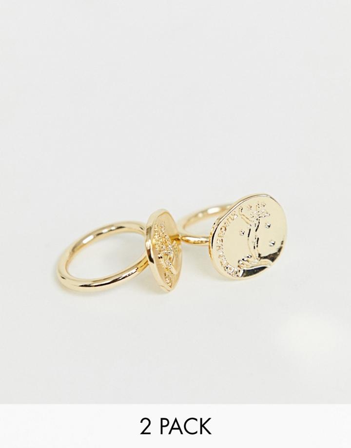 Weekday Engraved Mystic Ring Set In Gold - Gold