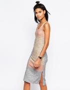 Asos Rib Tank Dress In Block Print - Multi