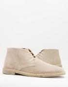 Asos Design Desert Boots In Stone Suede-neutral