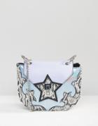 Skinnydip Faux Snake & Iridescent Squiggle Saddle Bag - Multi