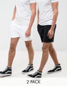 Asos Jersey Shorts 2 Pack White/black Save - Multi