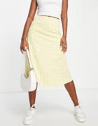 Urban Revivo Midi Skirt In Yellow Gingham Print