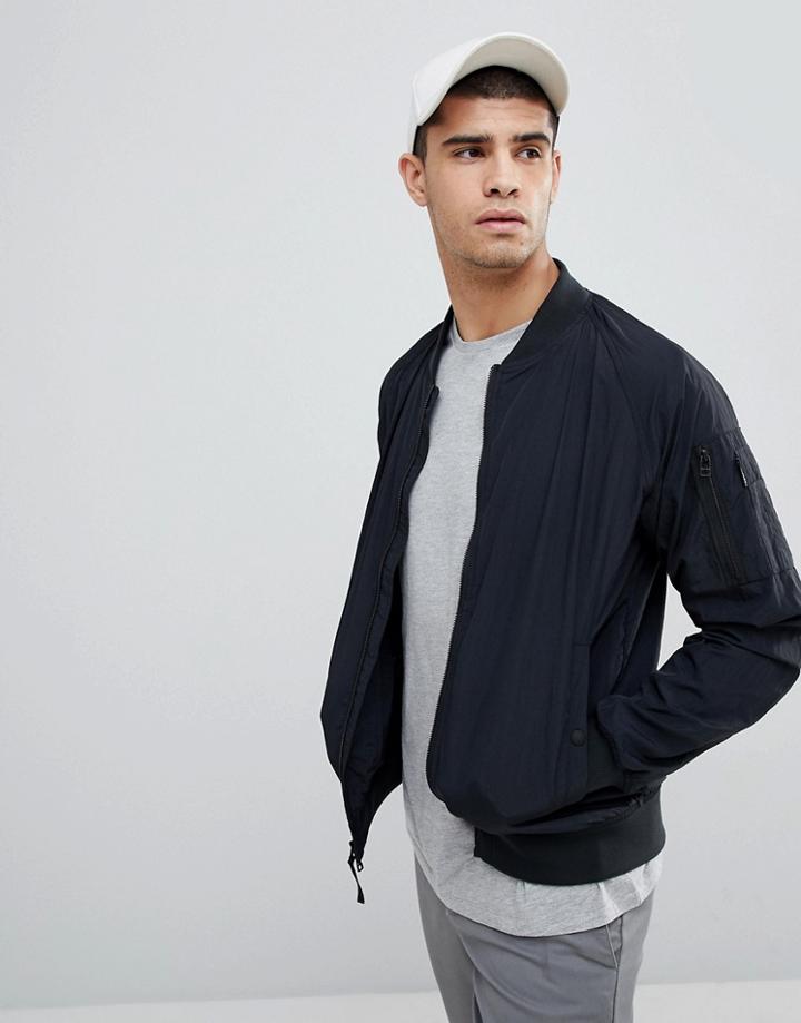 Penfield Okenfield Nylon Bomber Jacket In Black - Black
