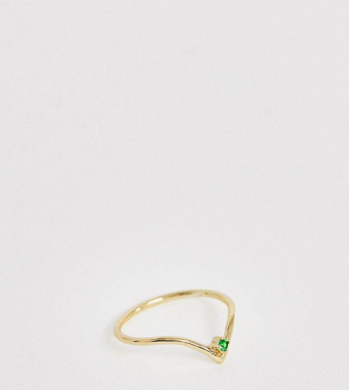 Shashi Sterling Silver 18k Gold Plated Emerald Arrow Ring - Gold