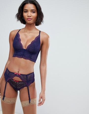 Gossard Superboost Lace Suspender Belt - Purple