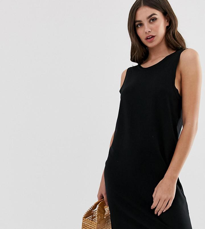 Asos Design Tall V Back Tank Dress-black