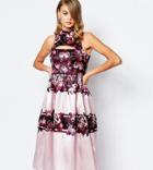 True Violet Full Prom Midi Dress In Sateen With Cut Out - Multi