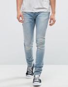 Allsaints Jeans In Skinny Fit Washed Denim - Blue