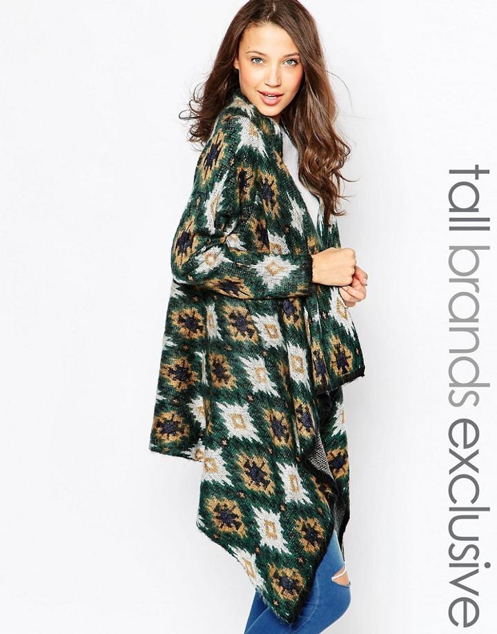 Vero Moda Tall Diamond Knitted Drape Cardigan - Multi
